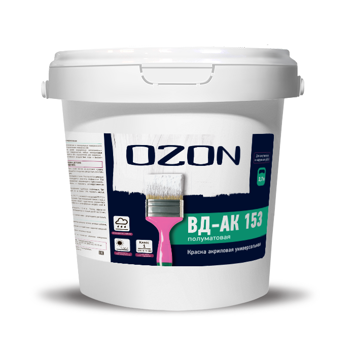 Краска универсальная OZON ВД-АК-153СМ-3,3 С (бесцветная)  морозостойкая